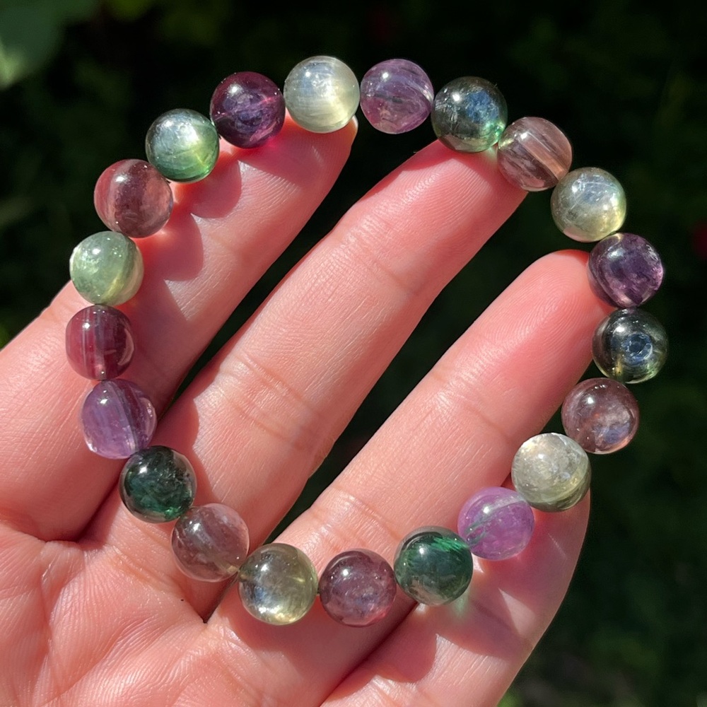 9mm‎ high quality flashy multicolor lepidolite bracelet